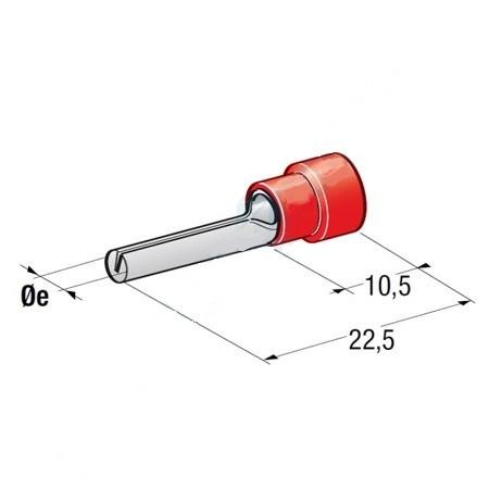 MTA - INSULATED PIN CAPICORDA D1,9 ROSSO ( Conf. da 100 pz )