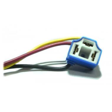 CONNETTORE PORTALAMPADA CORPO IN CERAMICA A 90° CON CAVI PER LAMPADA ASIMMETRICA H4 (Conf. da 10 pz)