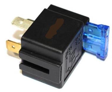 Minirele' 12 volt c/fusibile 30 amp na c/resistenza  c/staffa  removibile