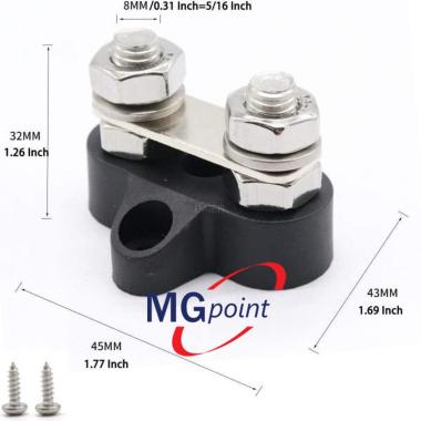 Nodo derivazione 2 vie m8 nero 150 amp