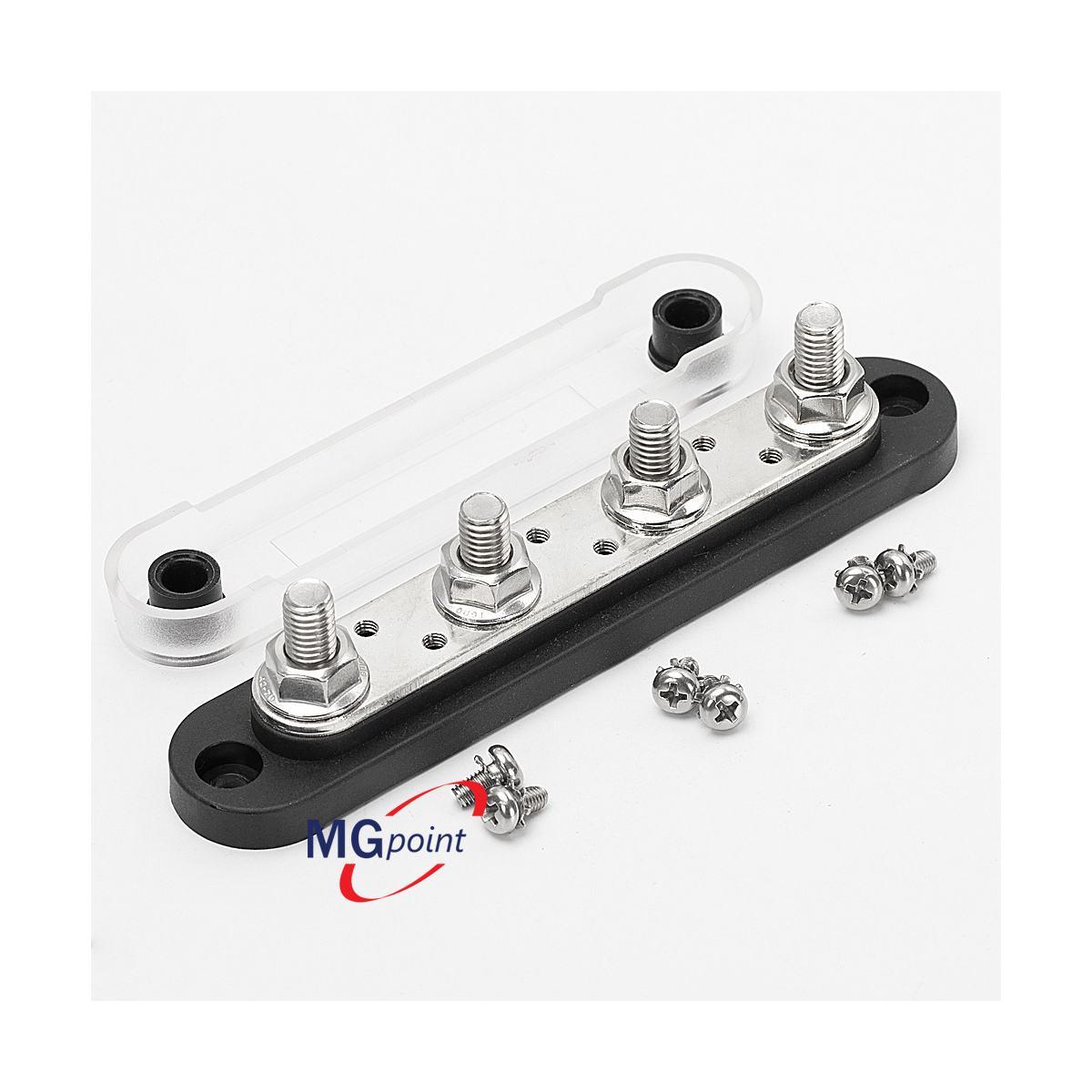 Bus bar 4 poli m8 - 6 viti m4 - con coperchio base nera 150 amp