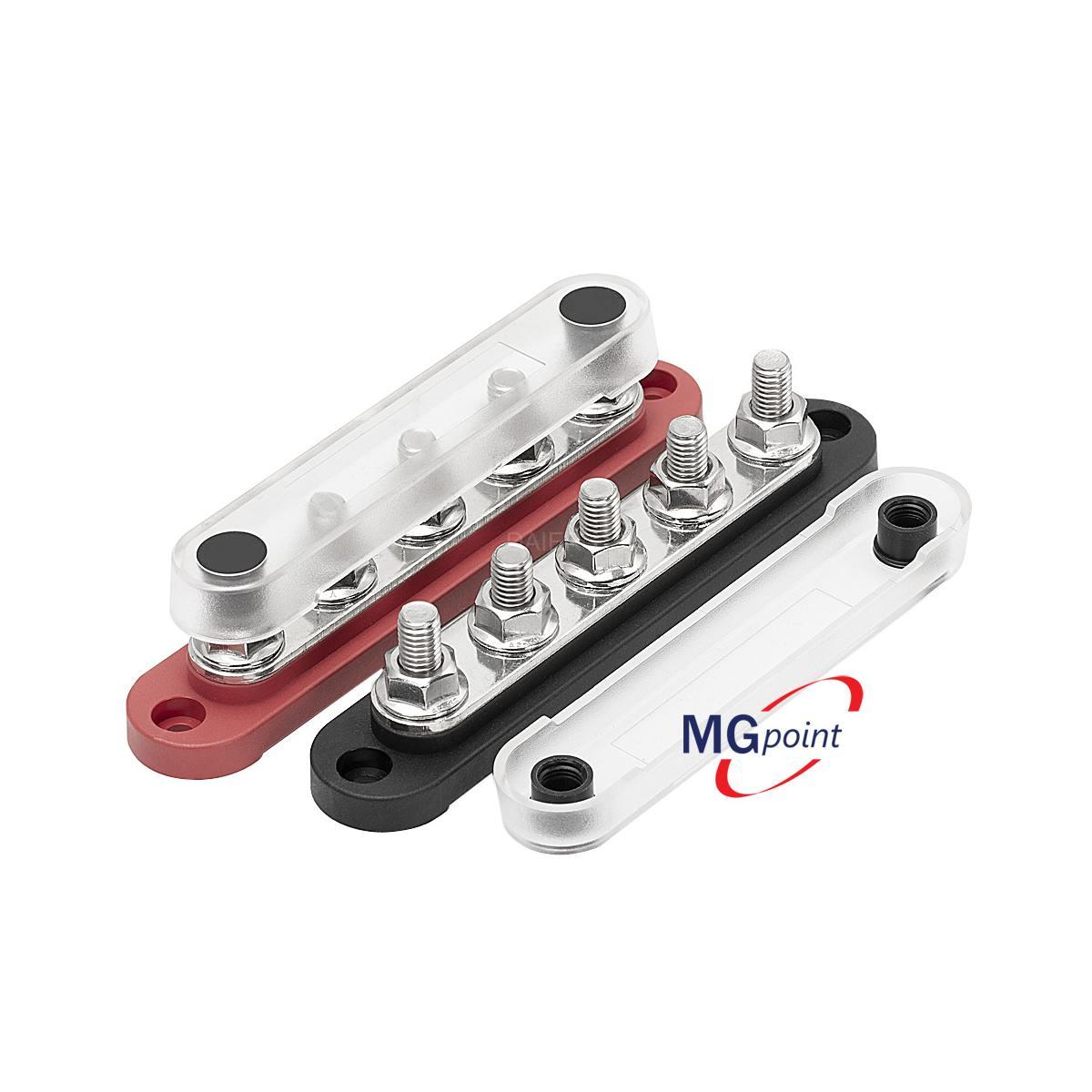 BUS BAR 5 POLI M8 - CON COPERCHIO BASE ROSSA 150 AMP (conf. 2 pz.)