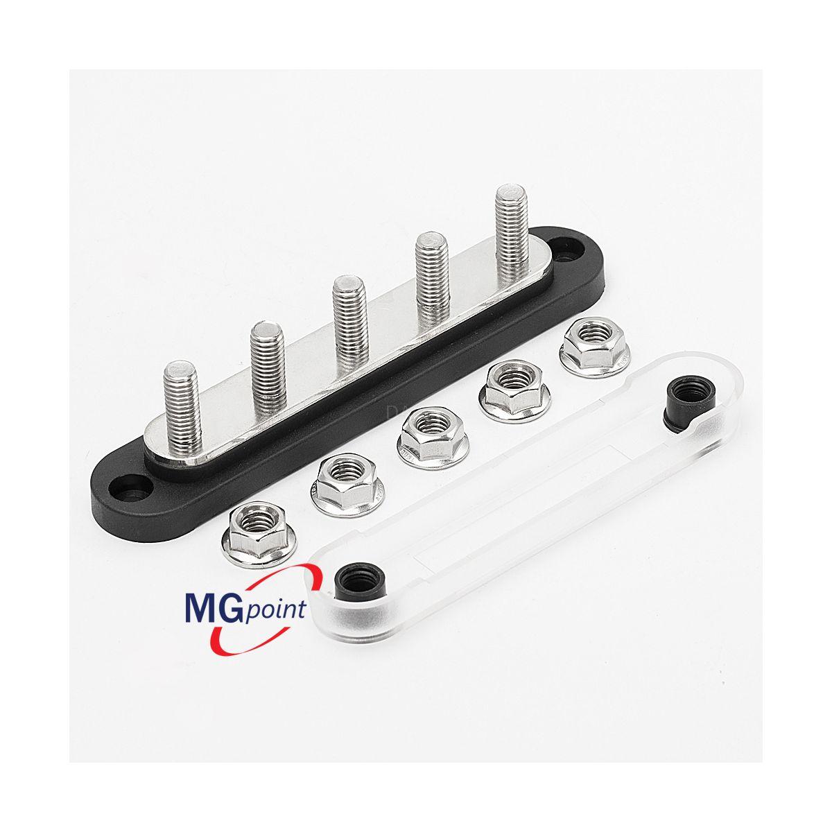 BUS BAR 5 POLI M8 - CON COPERCHIO BASE NERA 150 AMP (conf.2 pz)