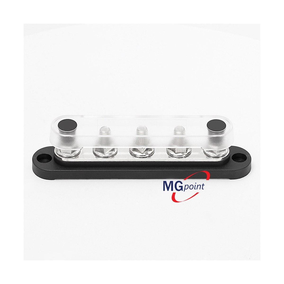 BUS BAR 5 POLI M8 - CON COPERCHIO BASE NERA 150 AMP (conf.2 pz)