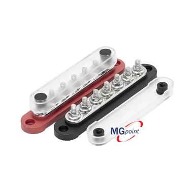 Bus bar 7 poli m6 - con coperchio base rossa 150 amp