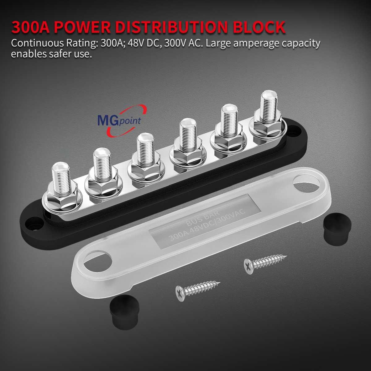 Bus bar 6 poli m10 - con coperchio base nera 300 amp