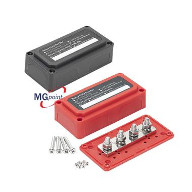 Bus bar 4 poli m8 - con coperchio rosso 300 amp