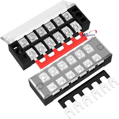 Nodo 6 contatti con jumper di collegamento rosso 35 amp
