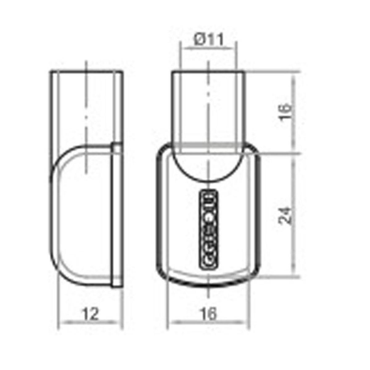 COPRICAPICORDA DIRITTO NERO FORO 11mm ( CONF. 10 PZ.)