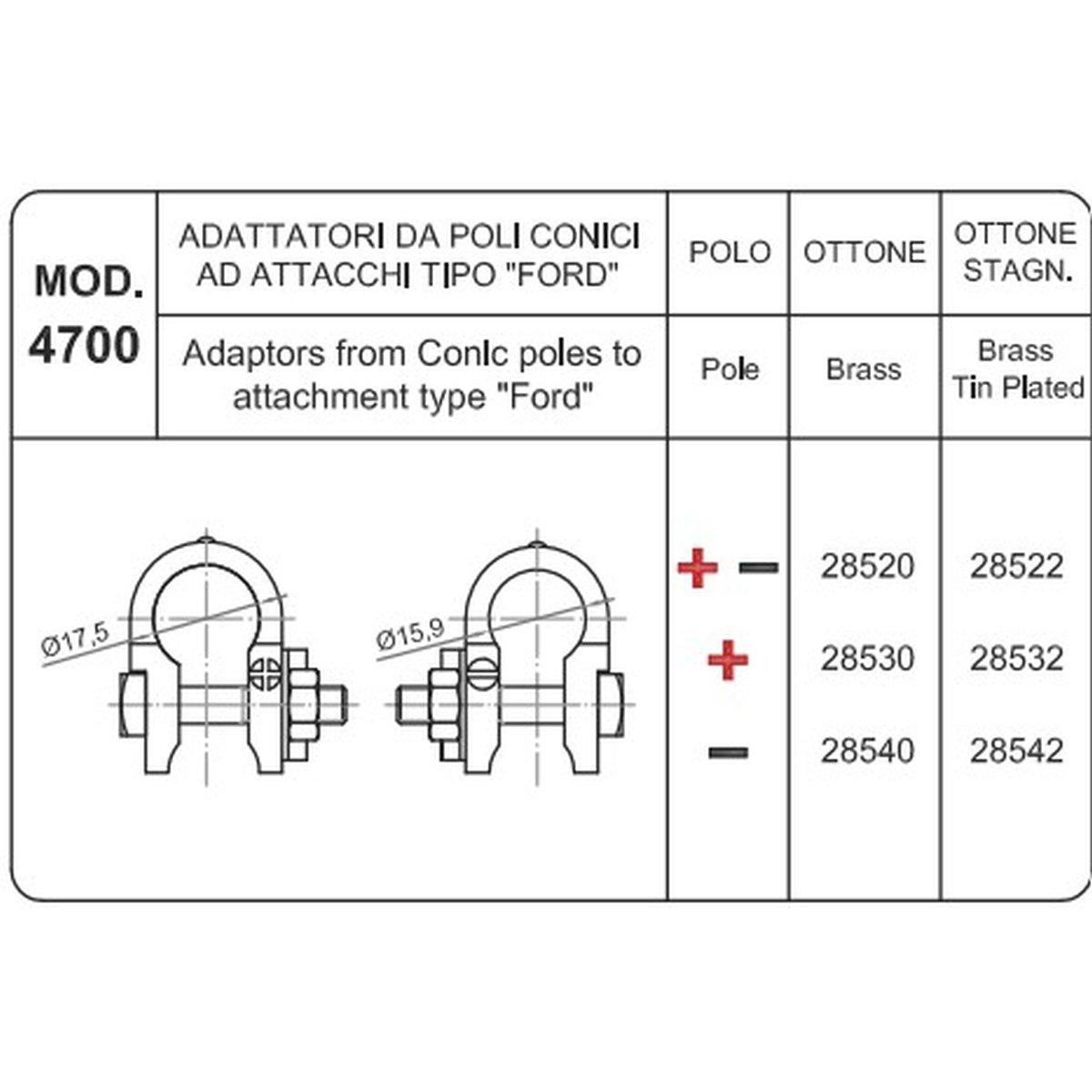 MORSETTO ADATTATORE TIPO FORD NEGATIVO STAGNATO  ( Conf. da 10 pz )