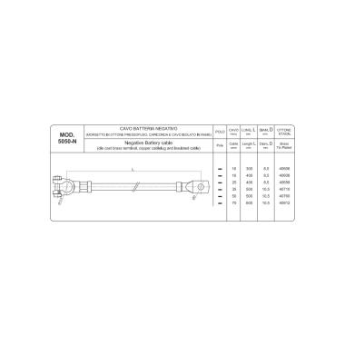 CAVO BATTERIA LUNGO 500 MM NEGATIVO CON MORSETTO CAVO DA 35 MMQ CAPIC. DA 10,5 MM  ( Conf. da 1 pz )