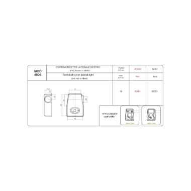 COPRIMORSETTO NERO USCITA LATERALE DX FORO 16 MM ( Conf. da 10 pz )