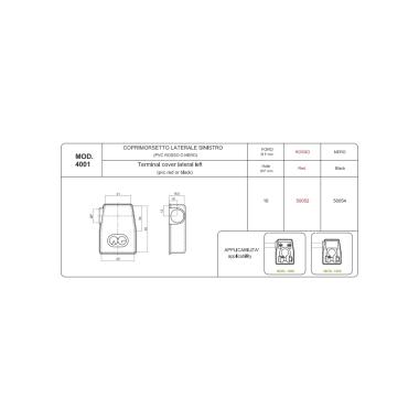 COPRIMORSETTO NERO USCITA LATERALE SX FORO 16 MM ( Conf. da 10 pz )