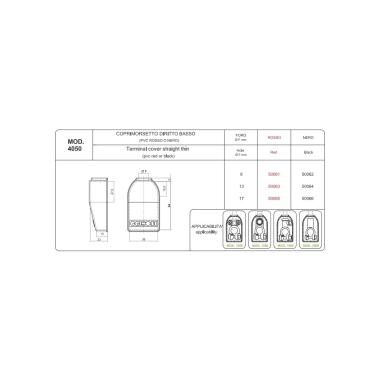 COPRIMORSETTO ROSSO DRITTO BASSO FORO 13 MM  ( Conf. da 10 pz )