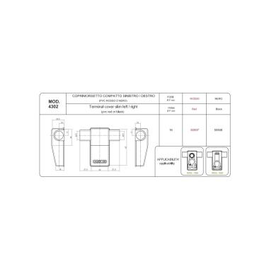 COPRIMORSETTO NERO COMPATTO FORI DA 16 MM USCITA DX E SX ( Conf. da 10 pz )