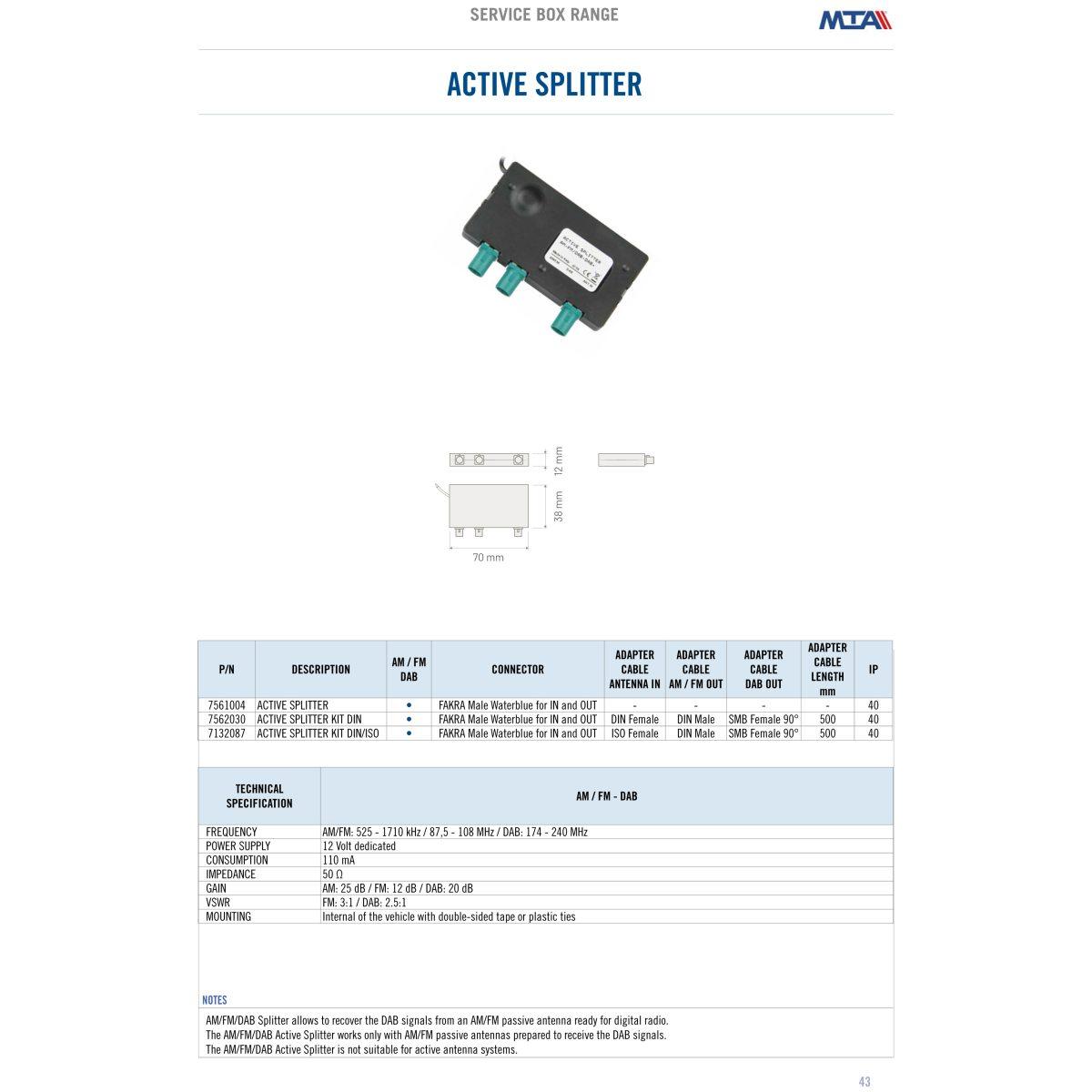 Active Splitter AM/FM-DAB