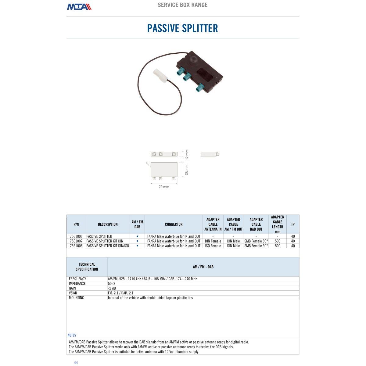 Passive Splitter AM/FM/DAB
