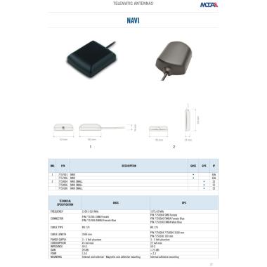 "NAVI SMALL" GNSS - Cable 3,5 mt - FAKRA f code C connector - Adhesive - Internal
