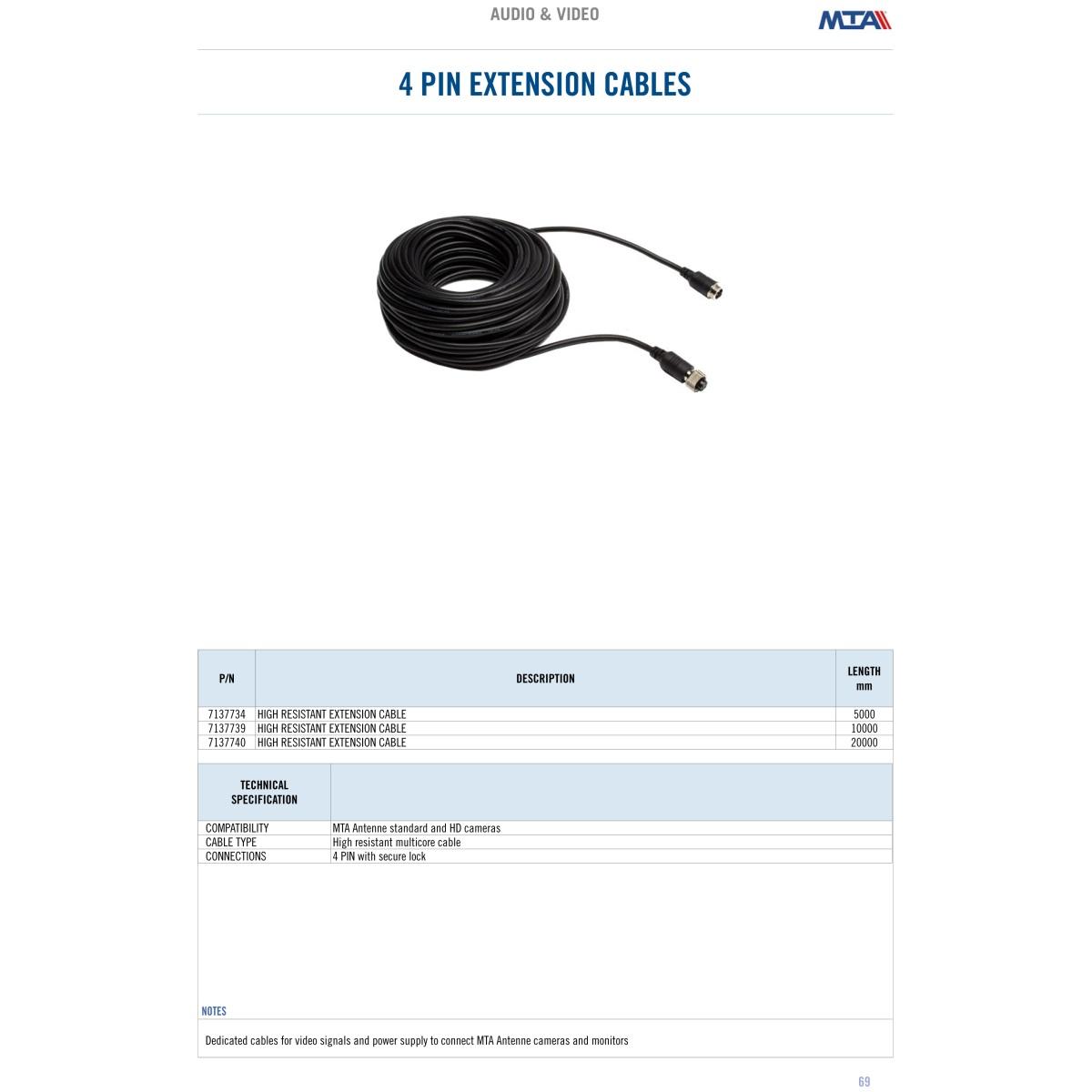MTA - 20 MT waterproof cable 4 pole with held steel screw  ( Conf. Da 1 pz )
