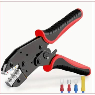 Pinza capicorda preisolati Rossi - Blu - Gialli da 0,5 a 6 mmq a cricchetto con sgancio