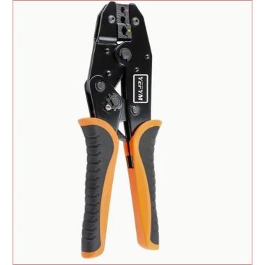 Pinza a crimpare a cricchetto per capicorda preisolati,0.5-6 mmq, con meccanismo di rilascio automatico