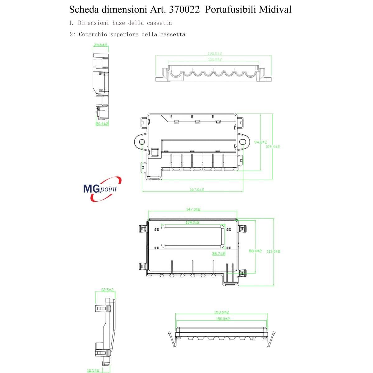 Portafusibili 7 posti per midival con coperchio  0300552