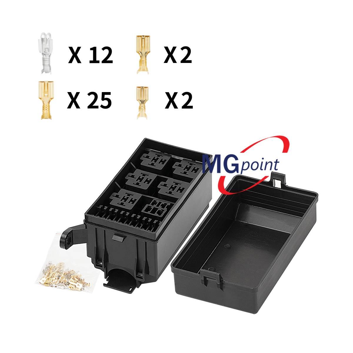 Porta mini relay 6 posti con coperchio e terminali