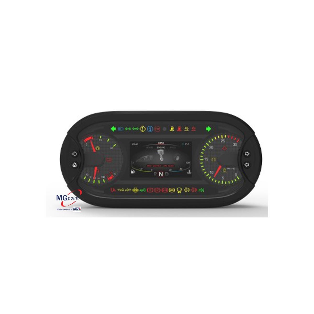 Revo Plus is a dashboard designed for agricultural or off-highway vehicles, on wheels or tracks.Power supply is 12 Vdc.Revo Plus features: 1 color TFT 4.3 WQVGA; 3 a